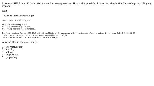 File /var/log/messages Doesn't Exist - openSUSE смотреть онлайн