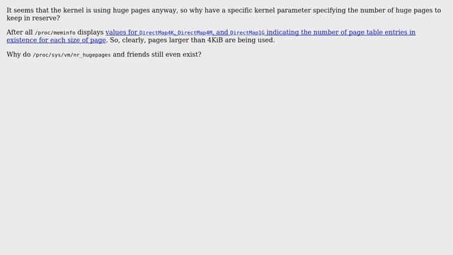 In Linux, given DirectMap4k, DirectMap2M, DirectMap4M, and DirectMap1G, why nr_hugepages? смотреть онлайн