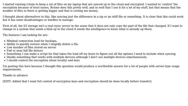 Clever way to reduce rsync/rclone load with backups to Amazon S3? смотреть онлайн