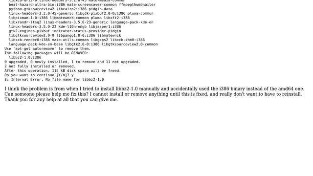 Cannot add or remove packages; Errors were encountered while processing: libbz2-1.0 libbz2-1.0:i386 смотреть онлайн