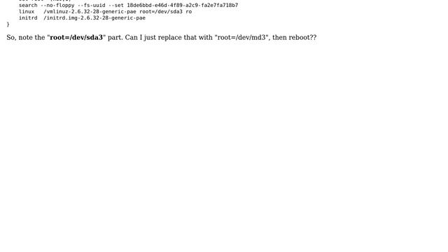 How to boot GRUB2 so it mounts "root" on a different drive (remote server without KVM switch)? смотреть онлайн