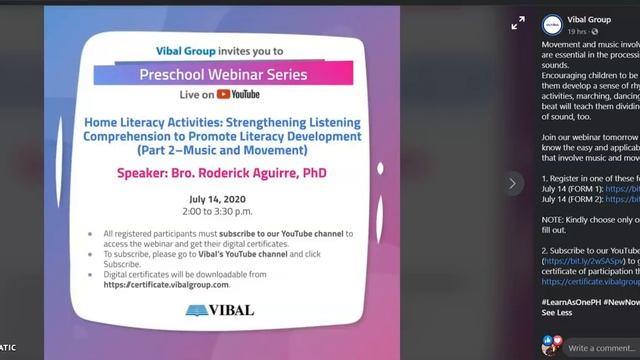 VIBAL GROUP | PRESCHOOL WEBINAR SERIES | JULY 14 2020 | WITH CERTIFICATE смотреть онлайн