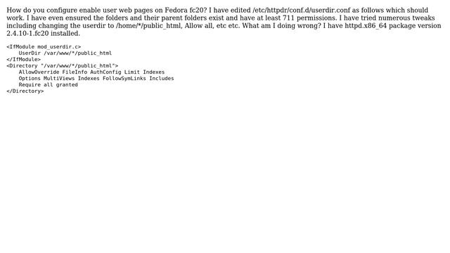 How do you configure/enable user web pages on Fedora fc20? смотреть онлайн