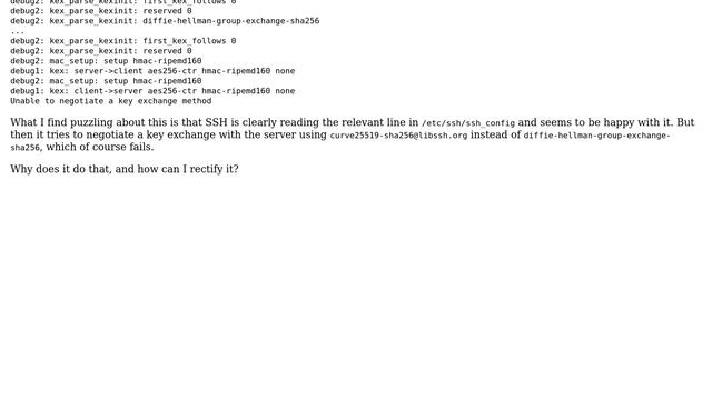 Unix & Linux: Specifying SSH KexAlgorithms works at CLI but not via ssh_config смотреть онлайн