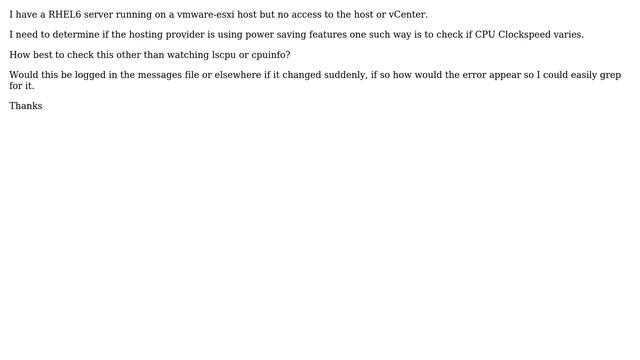 Unix & Linux: Check if the cpu clock speed has historically changed in RHEL6 смотреть онлайн