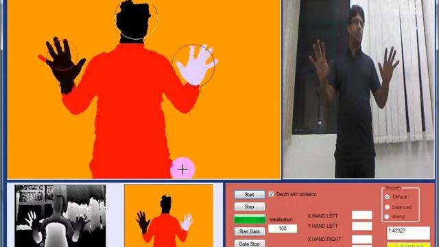 Real time hand and head detection by depth (Kinect 360) смотреть онлайн