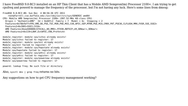 Unix & Linux: FreeBSD CPU frequency scaling on AMD Sempron 2100 смотреть онлайн