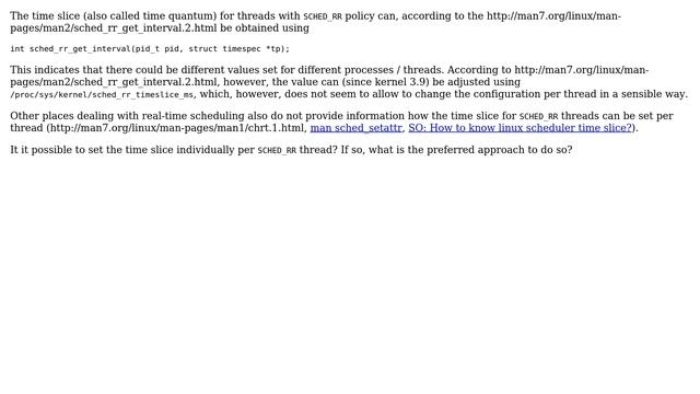 Unix & Linux: How to set the SCHED_RR time slice or time quantum per process / thread? смотреть онлайн