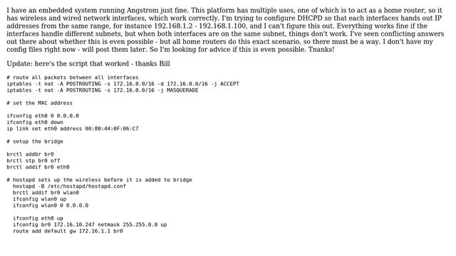 Unix & Linux: How to setup DHCPD on two interfaces (Angstrom)? смотреть онлайн