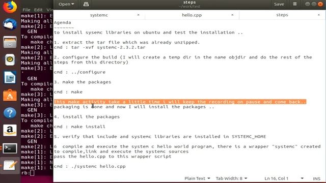 configure,make,install SystemC 2.3.2 and verify on ubuntu-18.04.1 - hello world смотреть онлайн