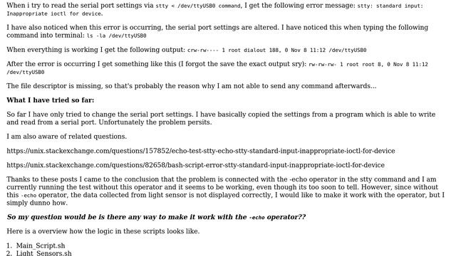 Unable to write/read from serial port after couple of minutes/hours. Error message: stty:... смотреть онлайн