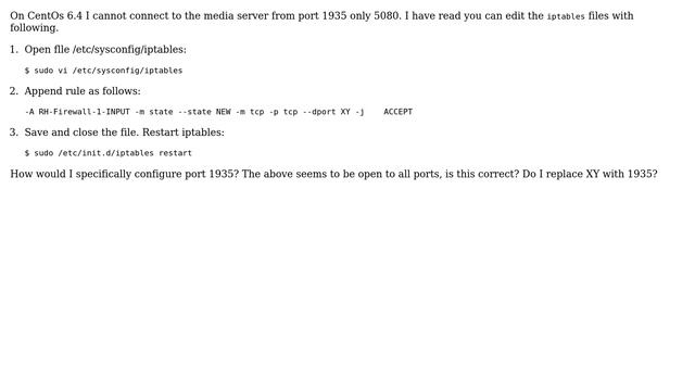 Unix & Linux: Configure port 1935 in iptables for media смотреть онлайн