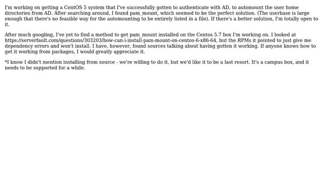 Installing pam_mount on CentOS 5 смотреть онлайн