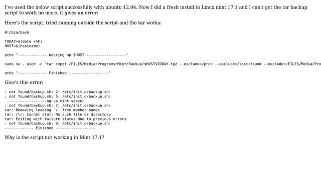 Linux Mint 17.1 tar backup error смотреть онлайн