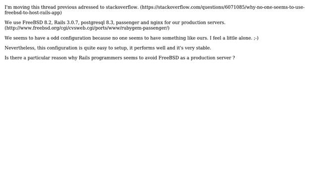 DevOps & SysAdmins: Why no one seems to use FreeBSD to host Rails app? смотреть онлайн