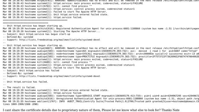 Unix & Linux: Apache web server not starting when I set it up for ssl using custom certificates смотреть онлайн