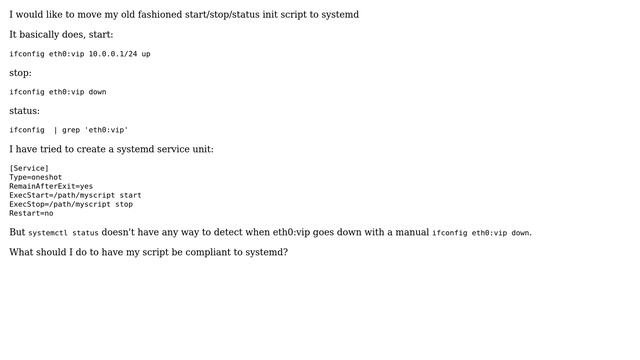 How to start a virtual network interface with systemd (provide additional IP address)? смотреть онлайн