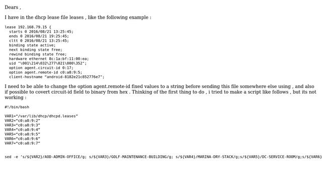 Ubuntu: Change the DHCP lease table with script & sed смотреть онлайн