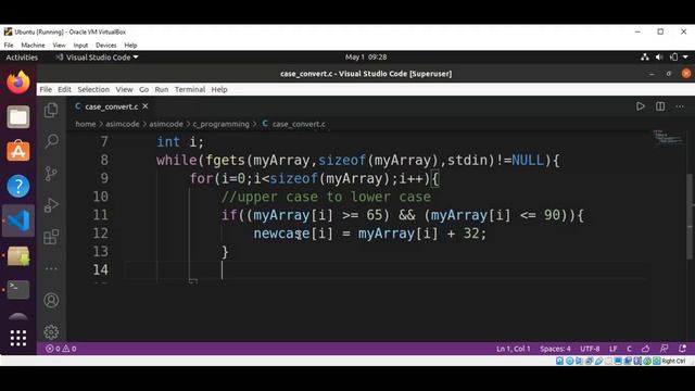 C program on Linux to convert uppercase into lower and lowercase into upper смотреть онлайн