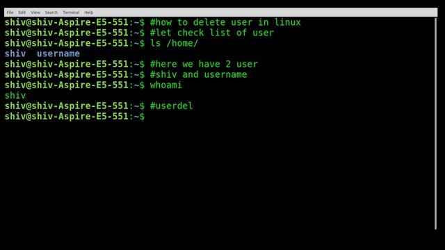 Delete user in #LINUX using #userdel command смотреть онлайн