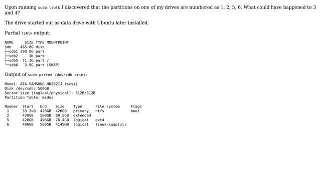 Ubuntu: Possible reasons for skipped numbers in names of drive partitions смотреть онлайн