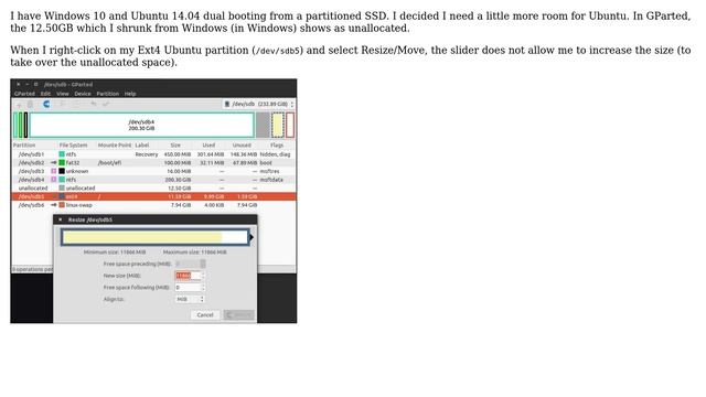 Cannot move/resize ubuntu partition to unallocated space (2 Solutions!!) смотреть онлайн