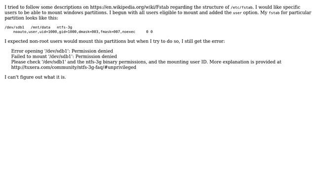 CentOS - users not eligible to mount ntfs смотреть онлайн