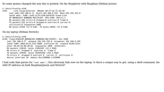 Unix & Linux: Stable command to parse eth0 IP on jessie and stretch смотреть онлайн