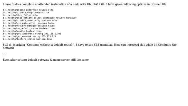 Ubuntu: Continue without a default route? смотреть онлайн