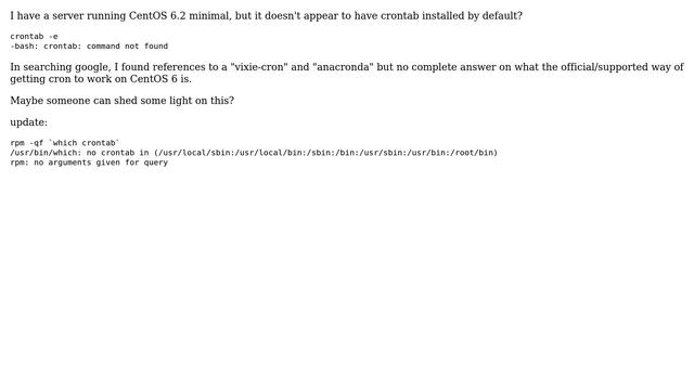 What is the correct way of getting crontab on CentOS 6? смотреть онлайн