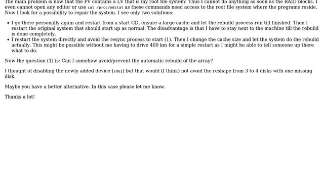 How to avoid rebuild of soft-RAID at boot-up? смотреть онлайн