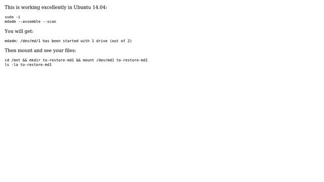 How to mount/recover data on a disk that was part of a mdadm raid 1 on another machine? смотреть онлайн