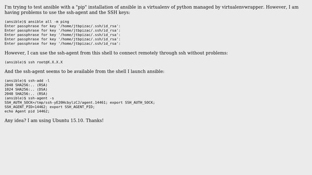 Unix & Linux: Ansible: running from virtualenvwrapper with pip installation смотреть онлайн