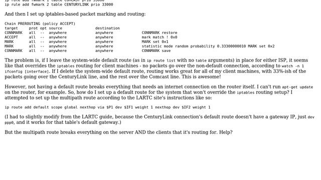 DevOps & SysAdmins: How do I set up the default route on a Linux router with dual ISP links? смотреть онлайн