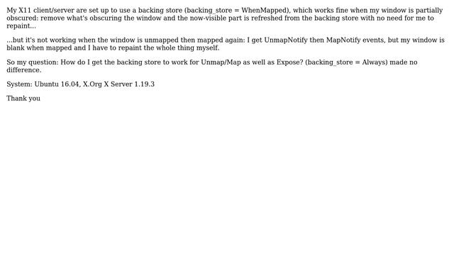 Unix & Linux: Backing store when mapping/unmapping an X11 window? смотреть онлайн