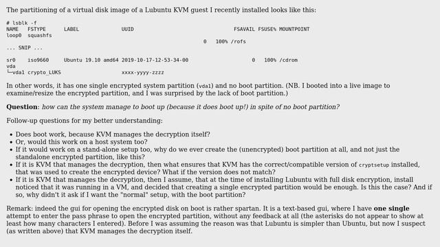 Unix & Linux: Single encrypted system partition without any boot partition -- how is that possible? смотреть онлайн