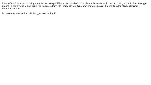Whitelist file type on vsftpd on CentOS смотреть онлайн
