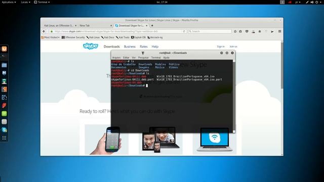 skypeforlinux-64.deb para kali linux via terminal kali 64bits ( AMD64) смотреть онлайн
