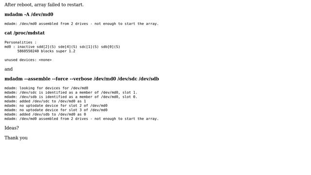 degraded mdadm RAID5 array смотреть онлайн