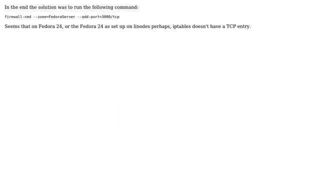 Fedora 24: ports show as open when scanned from server, but closed when nmapped from outside смотреть онлайн