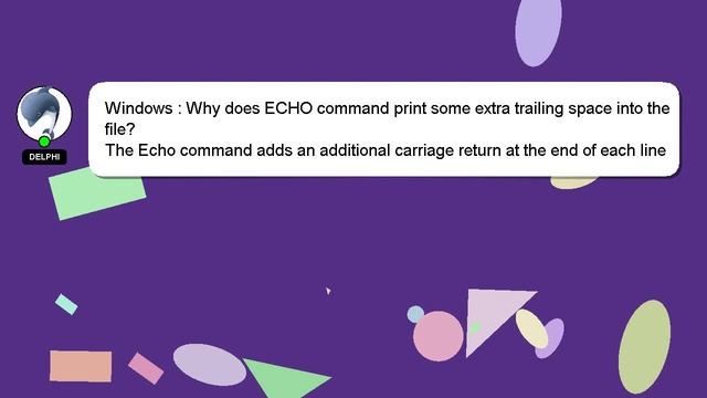 Windows : Why does ECHO command print some extra trailing space into the file? смотреть онлайн