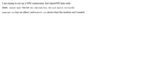 Can't load tun module in Linux смотреть онлайн