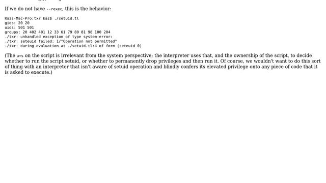 Darwin strips setuid from interpreter in hash bang execution смотреть онлайн