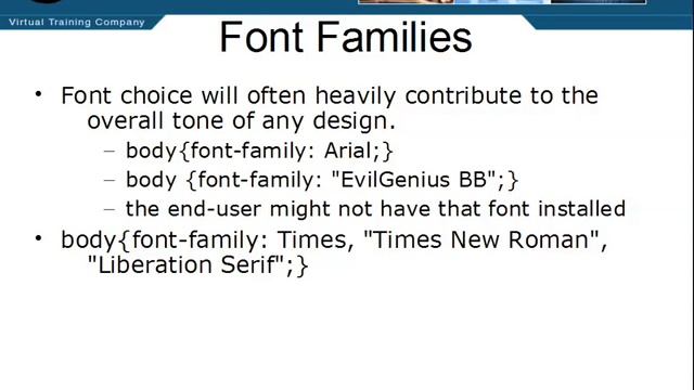 CSS 2 & 3 - 7.02 Font Families смотреть онлайн