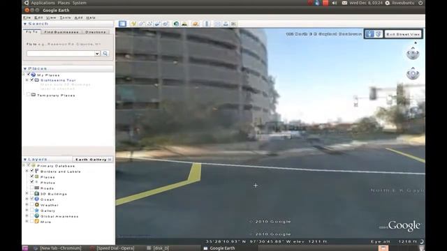 Google Earth 6 with real time StreetView on Ubuntu Linux смотреть онлайн