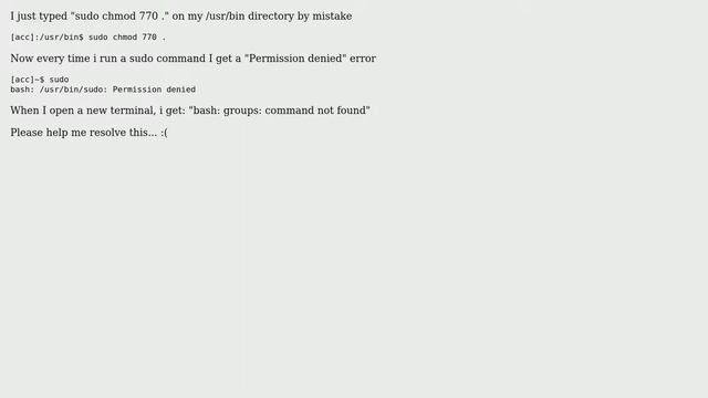 Ubuntu: Permission denied for all sudo comands смотреть онлайн