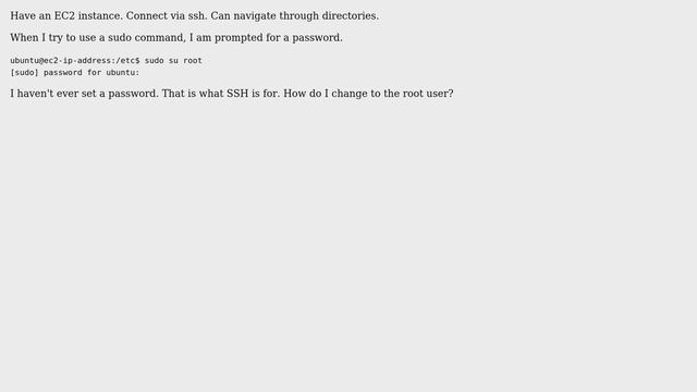 Unix & Linux: log into ec2 using SSH but sudo prompts for password смотреть онлайн