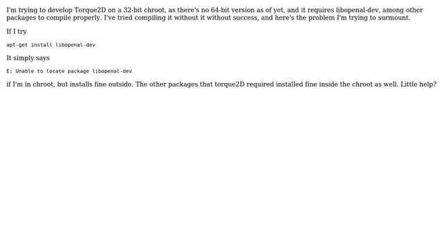 Ubuntu: 14.10 apt-get unable to locate package libopenal-dev in chroot смотреть онлайн