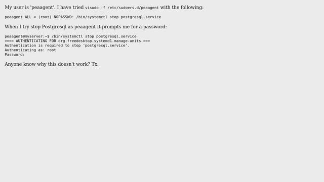 DevOps & SysAdmins: How can I allow a normal user to stop Postgresql on Ubuntu 16.04? смотреть онлайн