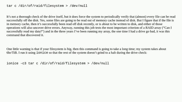 Unix: How to check 'mdadm' RAIDs while running? смотреть онлайн